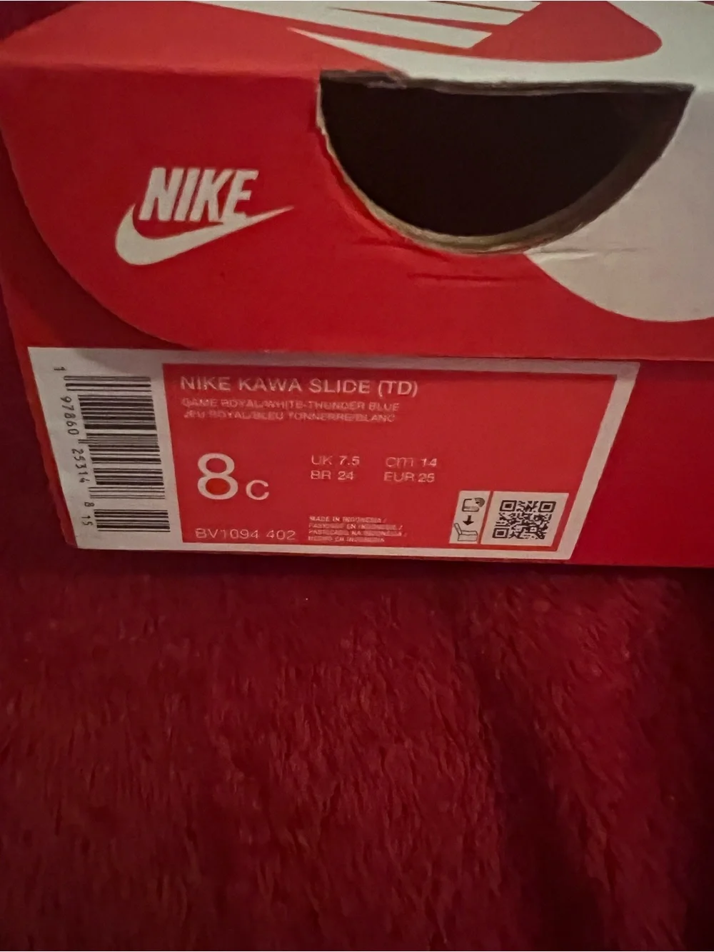Nike Kids Kawa Blue and White Slide Sandals